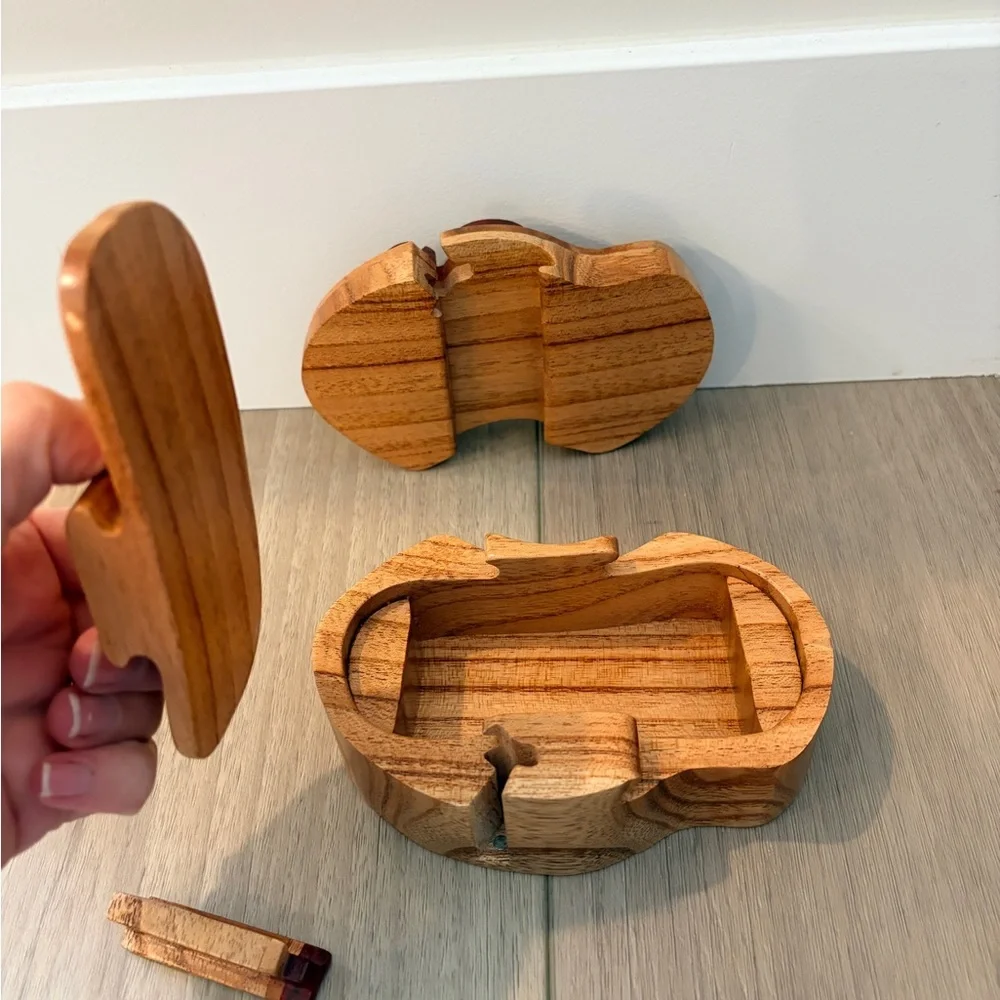 Crab  Handcrafted Carved Intarsia Wood Puzzle Box Jewelry Trinket Box